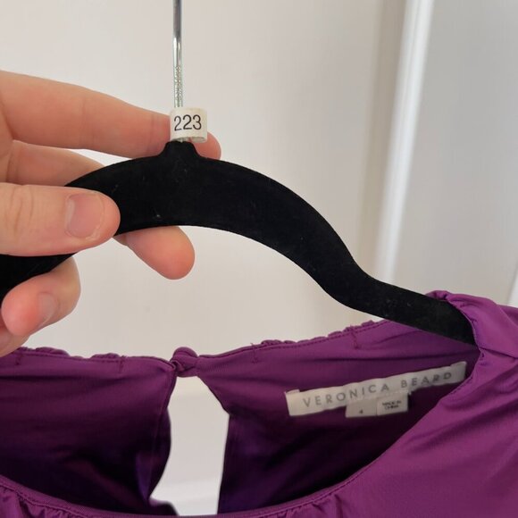 Veronica Beard Purple Draped Sleeveless Bora Dress Size 4 Color Purple - Picture 3 of 6